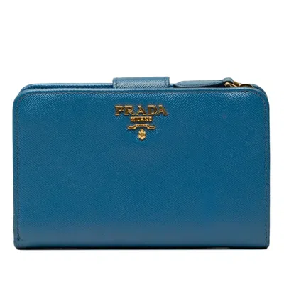 Pre-owned Prada Blue Leather Wallet (bi-fold) ()