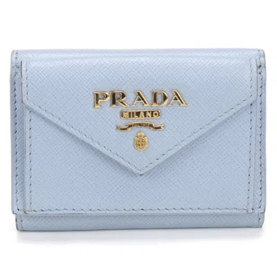 Pre-owned Prada Blue Leather Wallet (tri-fold) ()