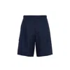 Prada Blue Linen Bermuda Shorts In Blue