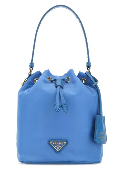 PRADA BLUE LOGO BUCKET BAG