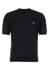 Prada Triangle-logo Cotton T-shirt In Blue