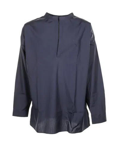 Prada Blue Long-sleeved Shirt In Cotton In F0008