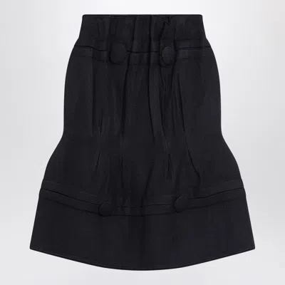 PRADA PRADA  BLUE MIDI SKIRT IN CHEVRON WOOL