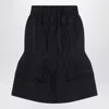 Prada Blue Midi Skirt In Chevron Wool In Black