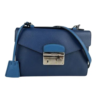Pre-owned Prada Blue Navy Leather Shoulder Bag () In Multi