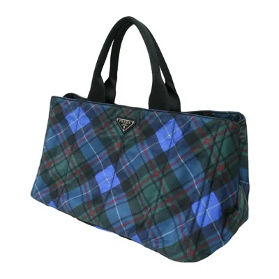Pre-owned Prada Blue Nylon Handbag Tote Bag () In Multi