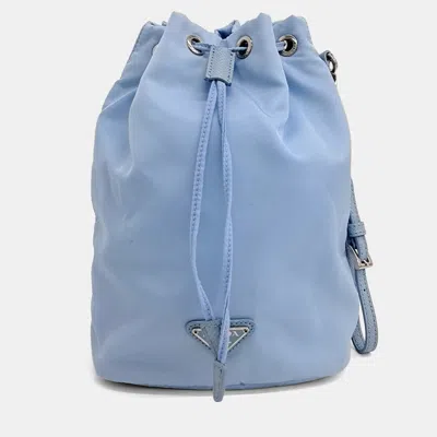 Pre-owned Prada Blue Nylon Re-nylon Bucket Pouch