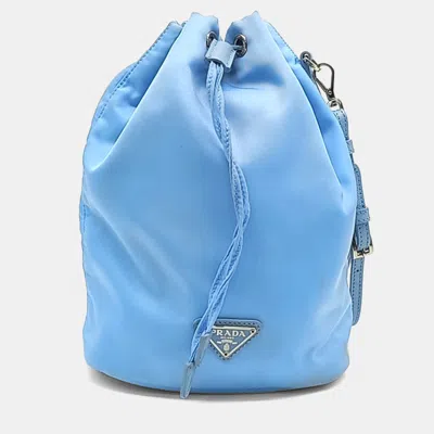 Pre-owned Prada Blue Nylon Re-nylon Bucket Pouch
