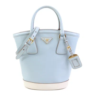 Pre-owned Prada Blue Off- Leather Handbag Shoulder Bag () In Multi