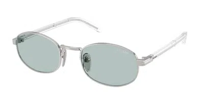 Prada Blue Oval Ladies Sunglasses Pr B53s 1bc40n 49 In Silver
