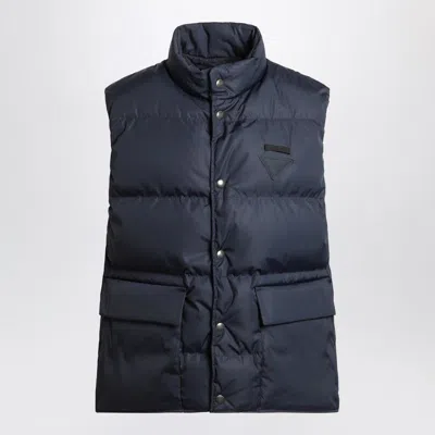 Prada Blue Padded Vest In Re-nylon Men