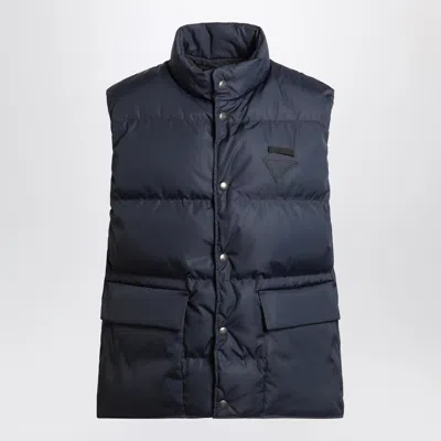 PRADA PRADA BLUE PADDED VEST IN RE-NYLON MEN