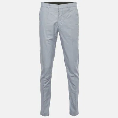 Pre-owned Prada Blue Patterned Cotton Trousers L