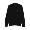 Prada Navy Blue Long Sleeves Logo Polo In Black