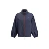 Prada Re-nylon Windbreaker High Collar In Blue