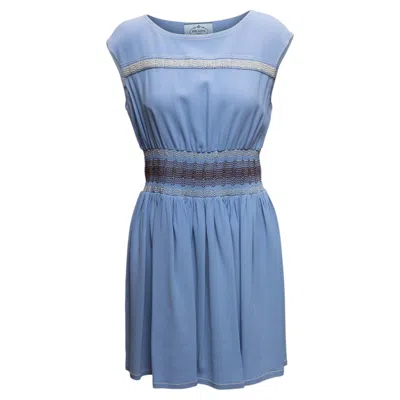 Pre-owned Prada Blue  Sleeveless Mini Dress Size It 46