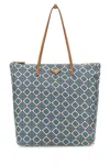 Prada Blue Printed Re-nylon Tote Bag In Blue