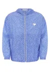 Prada Patterned Lightweight Windbreaker With Elasticated Cuffs In Blue