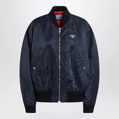 Prada Logo-plaque Zip-up Jacket In Black