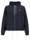 Prada Waterproof Hooded Jacket In Blue