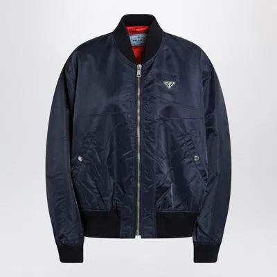 Prada Jacket Front Pockets Ribbed Cuffs Hem In Blue