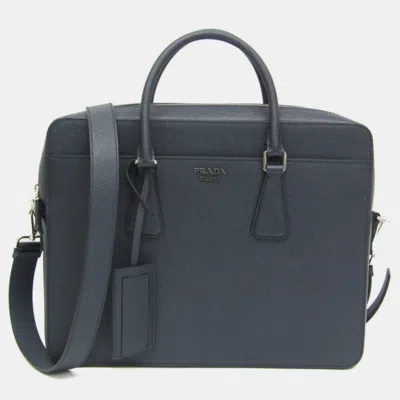Pre-owned Prada Blue Saffiano Leather Briefcase