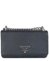 Prada Blue Saffiano Leather Chain Shoulder Bag (authentic Pre-loved) In Blue