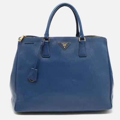 Pre-owned Prada Blue Saffiano Leather Large Galleria Tote