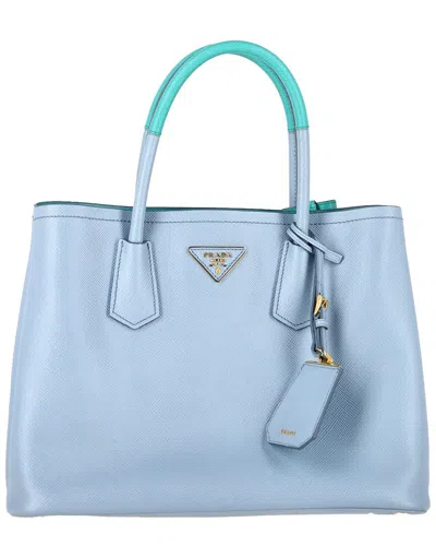 PRADA PRADA BLUE SAFFIANO LEATHER MEDIUM DOUBLE TOTE (AUTHENTIC PRE-LOVED)