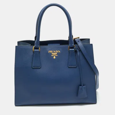 Pre-owned Prada Blue Saffiano Leather Tote