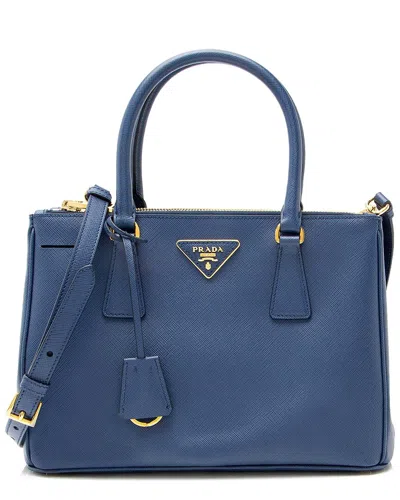 Prada Blue Saffiano Lux Leather Double Zip Medium Tote (authentic Pre-loved)