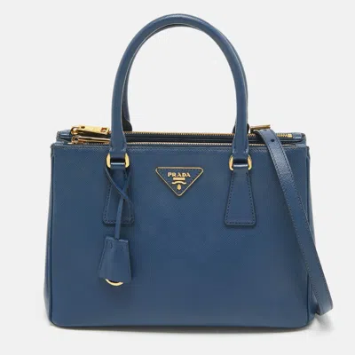 Pre-owned Prada Blue Saffiano Lux Leather Medium Galleria Tote