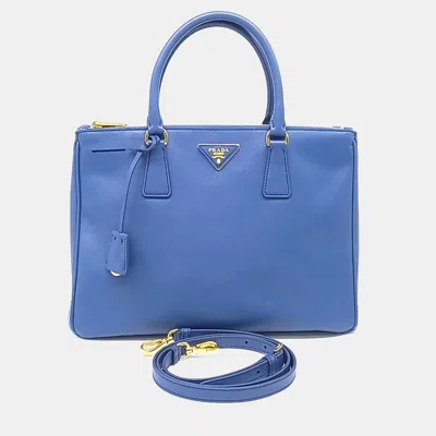 Pre-owned Prada Blue Saffiano Luxe Tote And Shoulder Bag (bn2274)