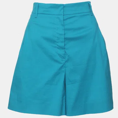 Pre-owned Prada Blue Satin Regular Shorts M