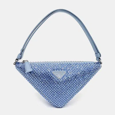 Pre-owned Prada Blue Satin Satin Triangle Mini Bag