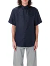 Prada Short Sleeved Silk Shirt In Blue