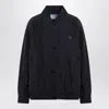 Prada Collared Jacket Elasticated Hem Front Pockets In Black
