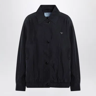 PRADA PRADA BLUE SILK BLOUSON