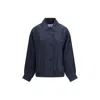 Prada Washed Silk Jacket In Blue