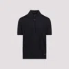 Prada Short Sleeve Polo Collar Ribbed Cuffs Sweater In Dark Blue