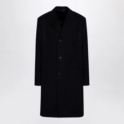 PRADA PRADA  BLUE SINGLE-BREASTED WOOL COAT