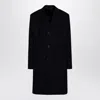 Prada Blue Single-breasted Wool Coat In Black