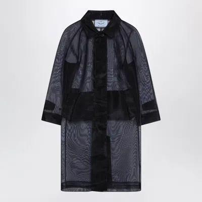 Prada Blue Singlebreasted Overcoat In Crinoline