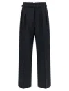 Prada Wool Blend Pleated Palazzo Pant Belt Loops In Black