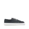 Prada Low Profile Round Toe Sneakers With Textured Finish In Blue