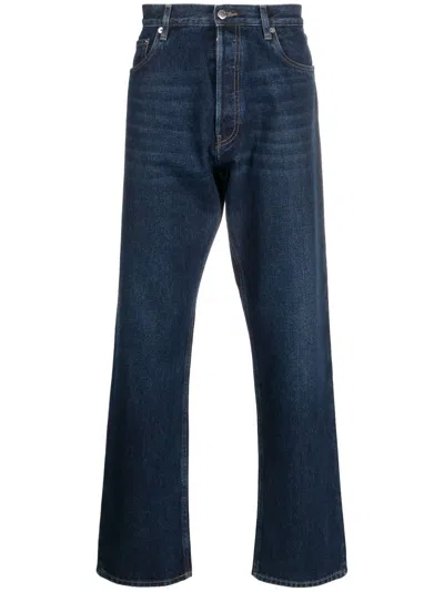 Prada Blue Triangle-logo Straight-leg Jeans