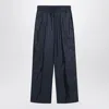 Prada Enamel-triangle Padded Straight Trousers In Black