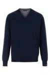 Prada Blue V Neck Sweaters In Blue
