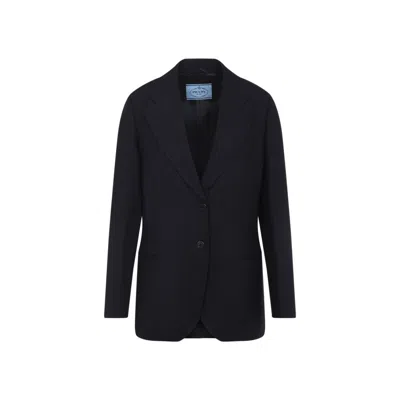 Prada Blue Virgin Wool  Blazer In Black