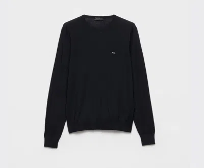 Prada Blue Virgin Wool Sweater In Black